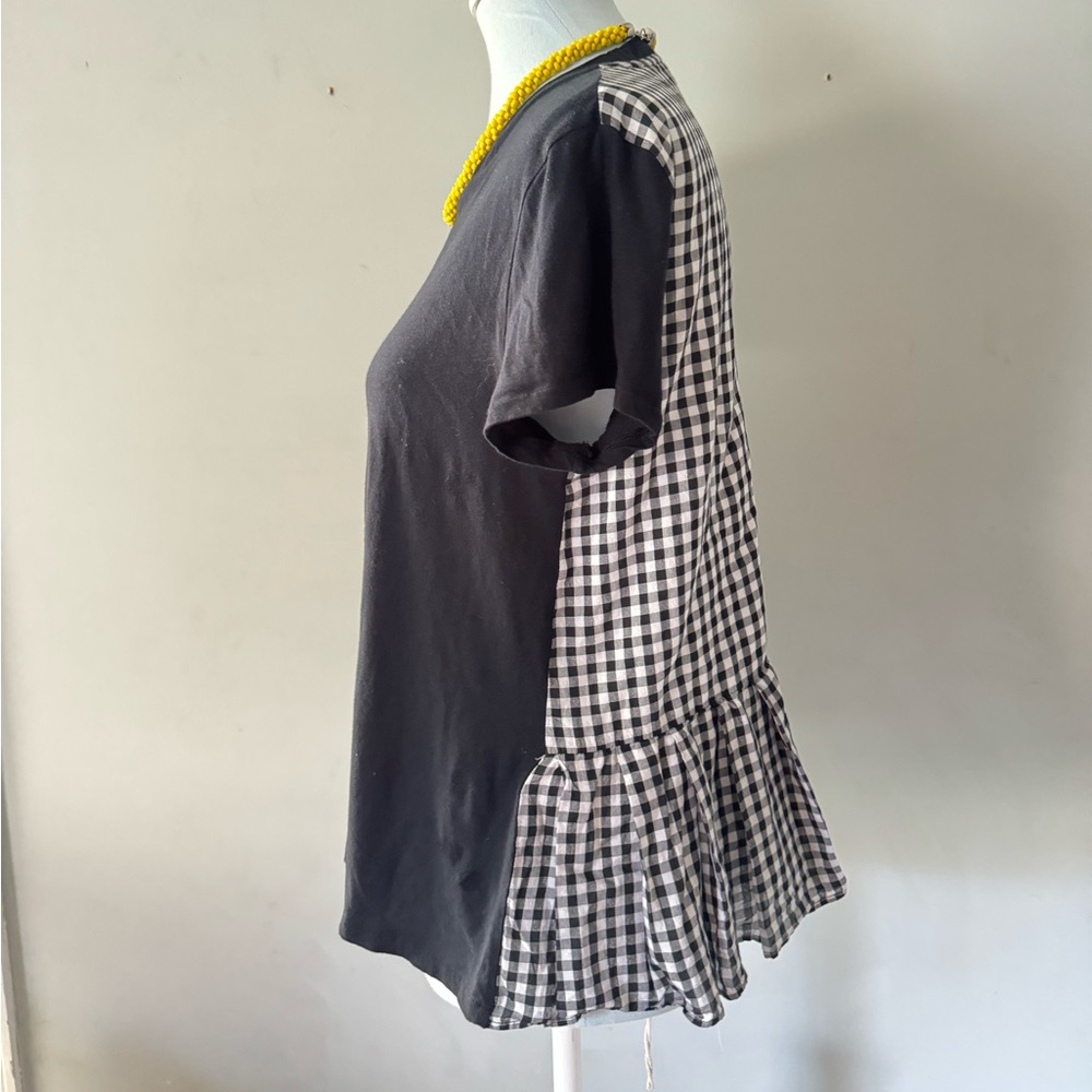 Kate Spade Saturday Gingham Plaid Peplum T-Shirt